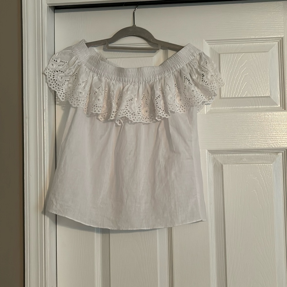 Miss Los Angeles off the shoulder eyelet top